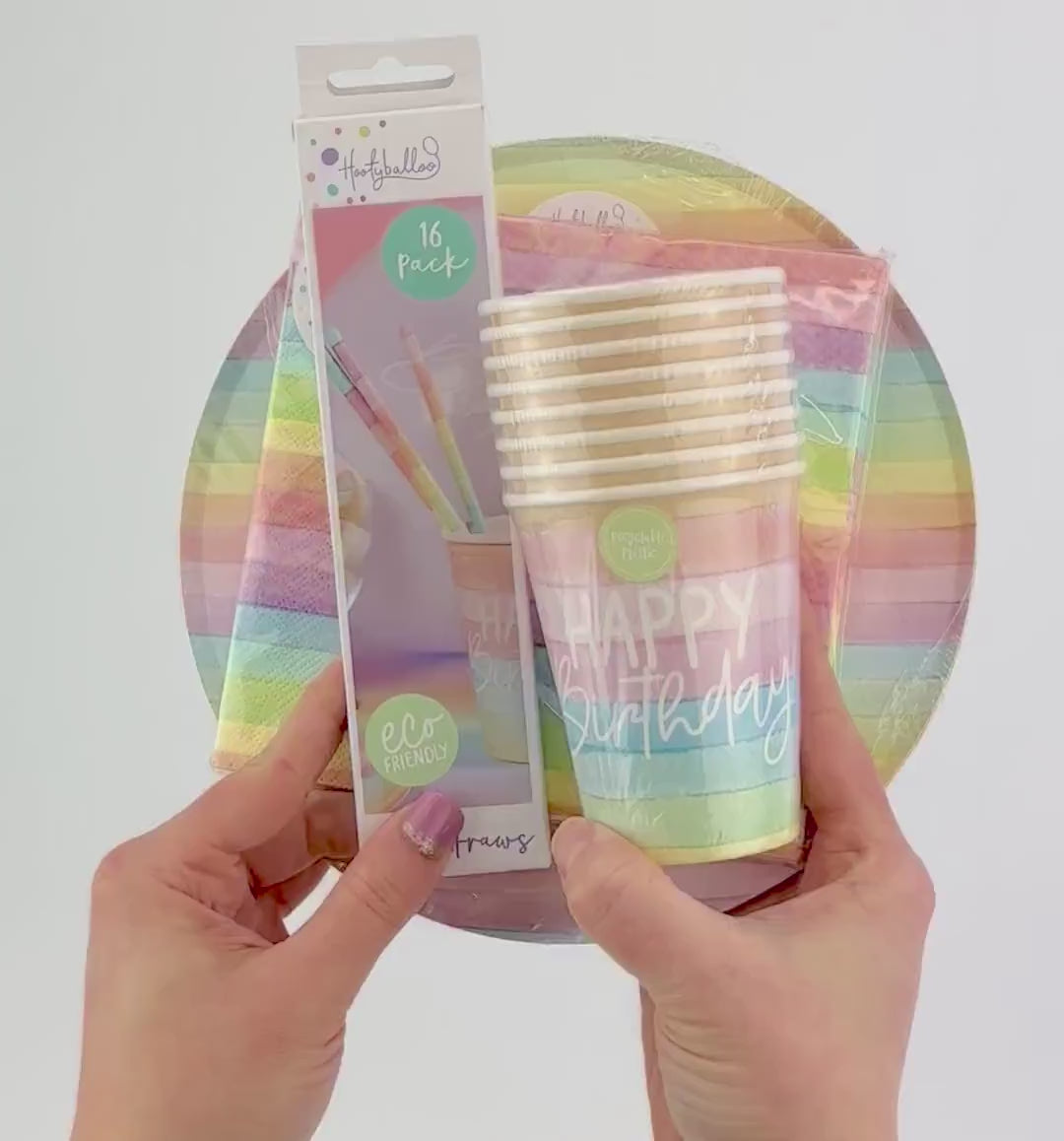 Pastel Rainbow Birthday Plates