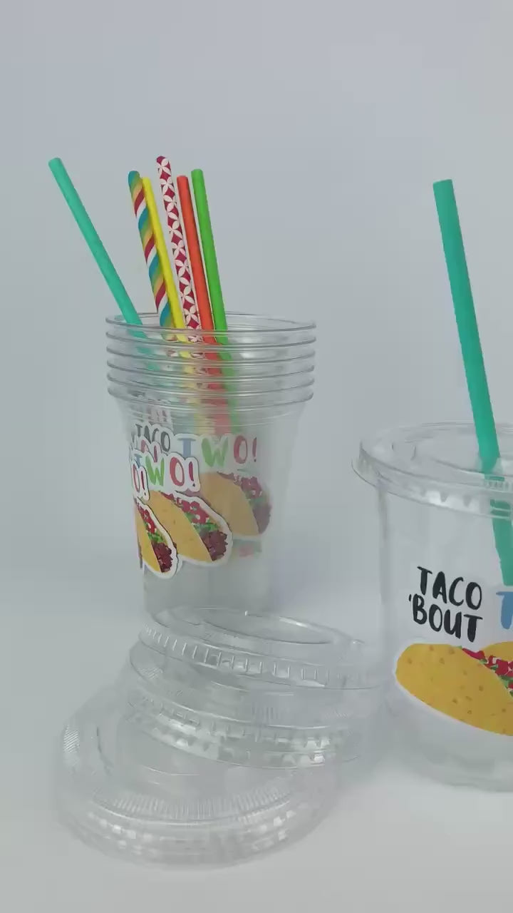 Taco 'Bout Two Party Cups 12ct - Fiesta Birthday Cups, Taco Party Supplies, Mexico 2nd Birthday, Two Fiesta Party, Kids Second Birthday