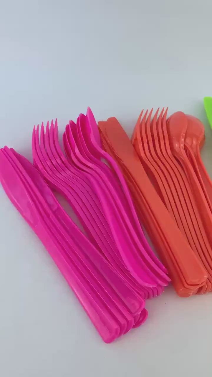 Tropical Fruit Party Cutlery, 24 Guests - Fiesta Birthday Supplies, Pool Party Decor, Tie Dye Birthday, Groovy Party, Plastic Party Utensils