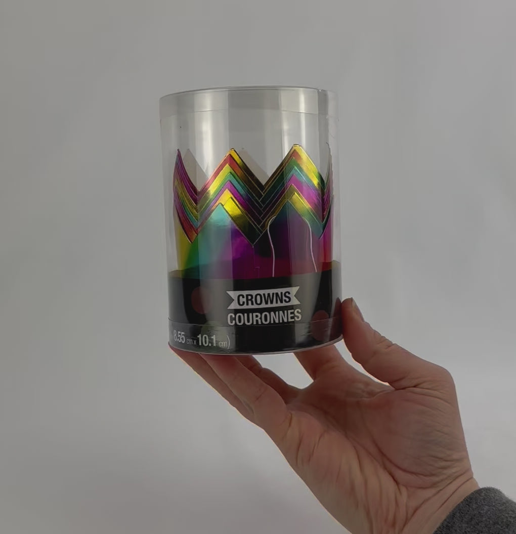 Rainbow Party Mini Crown Hats 8ct