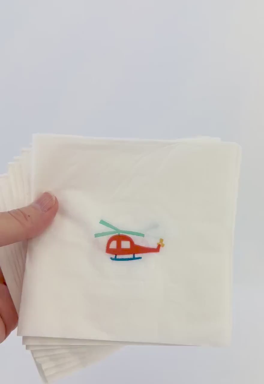 Helicopter Party Napkins 16ct - Aviation Birthday Supplies, Pilot Retirement Party, Plane Birthday Napkins, Airplane Party Decorations