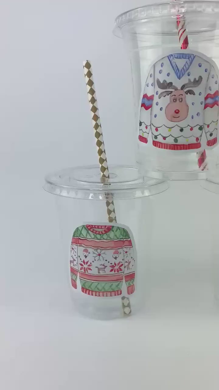 Ugly Sweater Party Cups - Christmas Party Supplies, Kid Christmas, Office Holiday Party, Ugly Sweater Party Decor, Christmas Sweater Cups