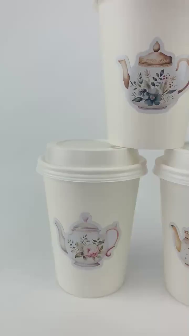 Floral Teapot Hot Coffee Cups - Floral Tea Party Supplies, Garden Birthday Decorations, Princess Tea Party, Tea for Two Baby Shower Cups