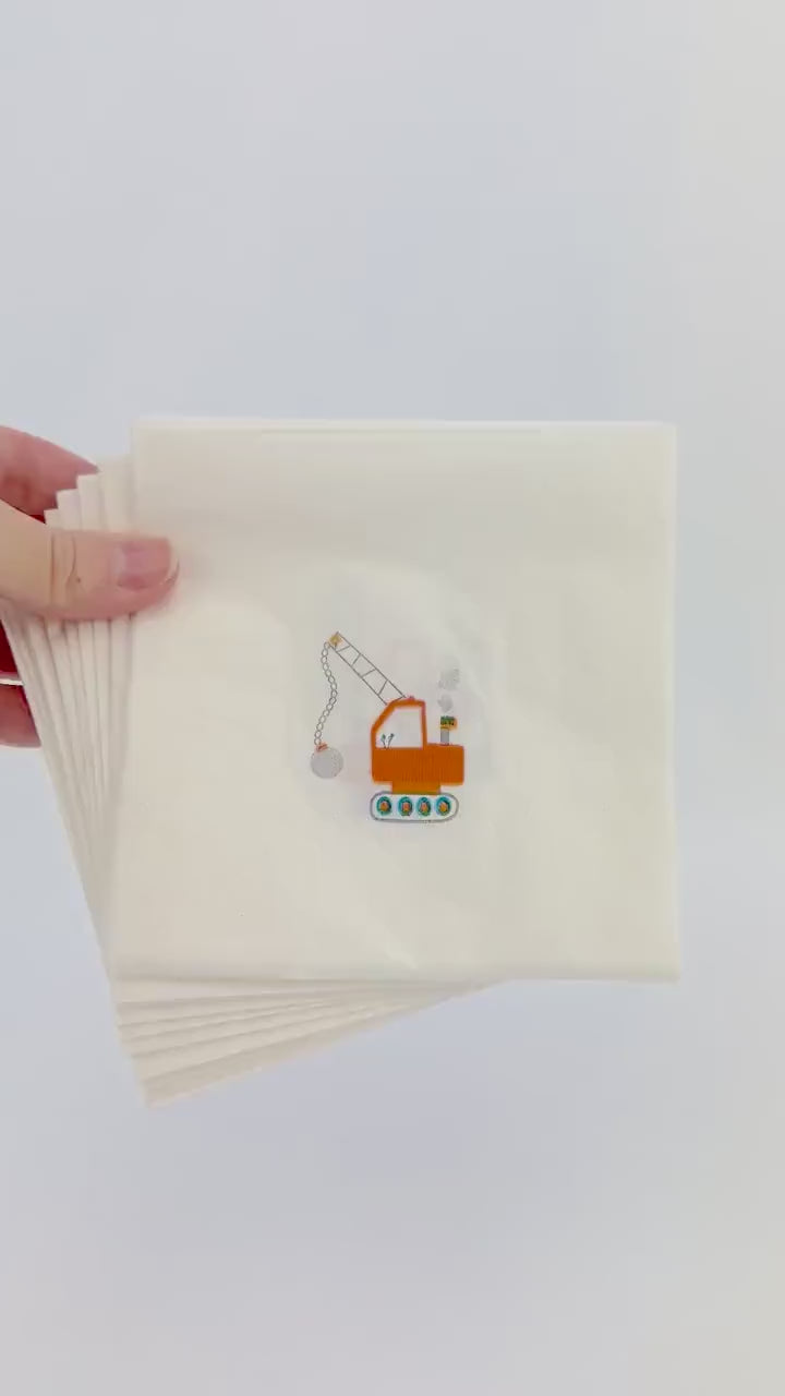 Construction Party Napkins 16ct - Construction Birthday Napkins, Heavy Equipment Party Decorations, Disposable Napkins, Party Tableware