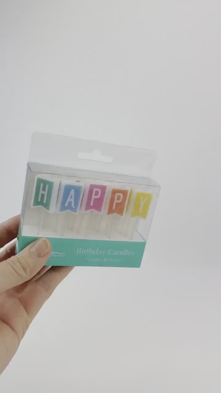 Pastel Rainbow Happy Birthday Candles - Rainbow Party Decorations, Cake Topper, Ice Cream Party Supplies, Unicorn Birthday Cake Decorations