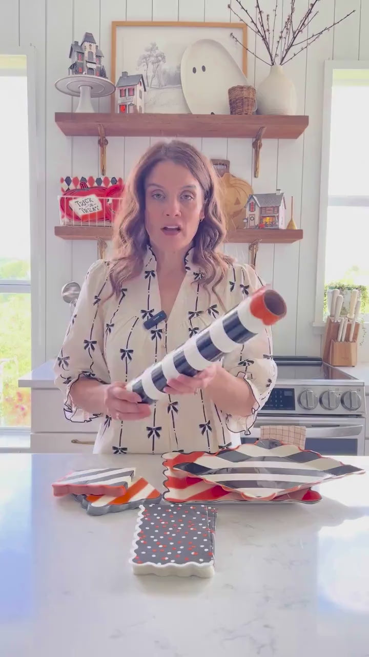 Orange and Black Striped Paper Table Runner - Halloween Party Supplies, Construction Birthday, Kids Party Decorations