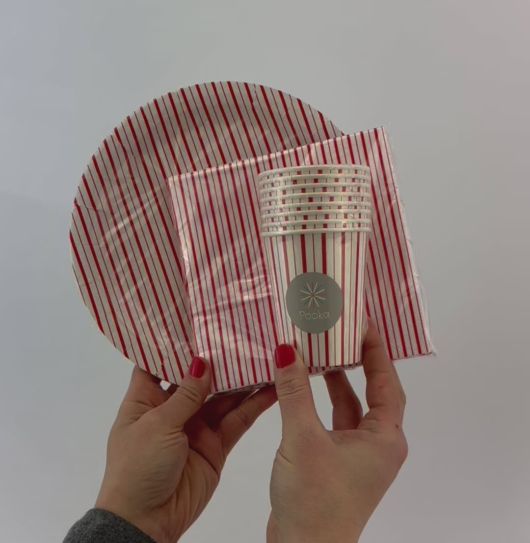 Red & White Striped Plates