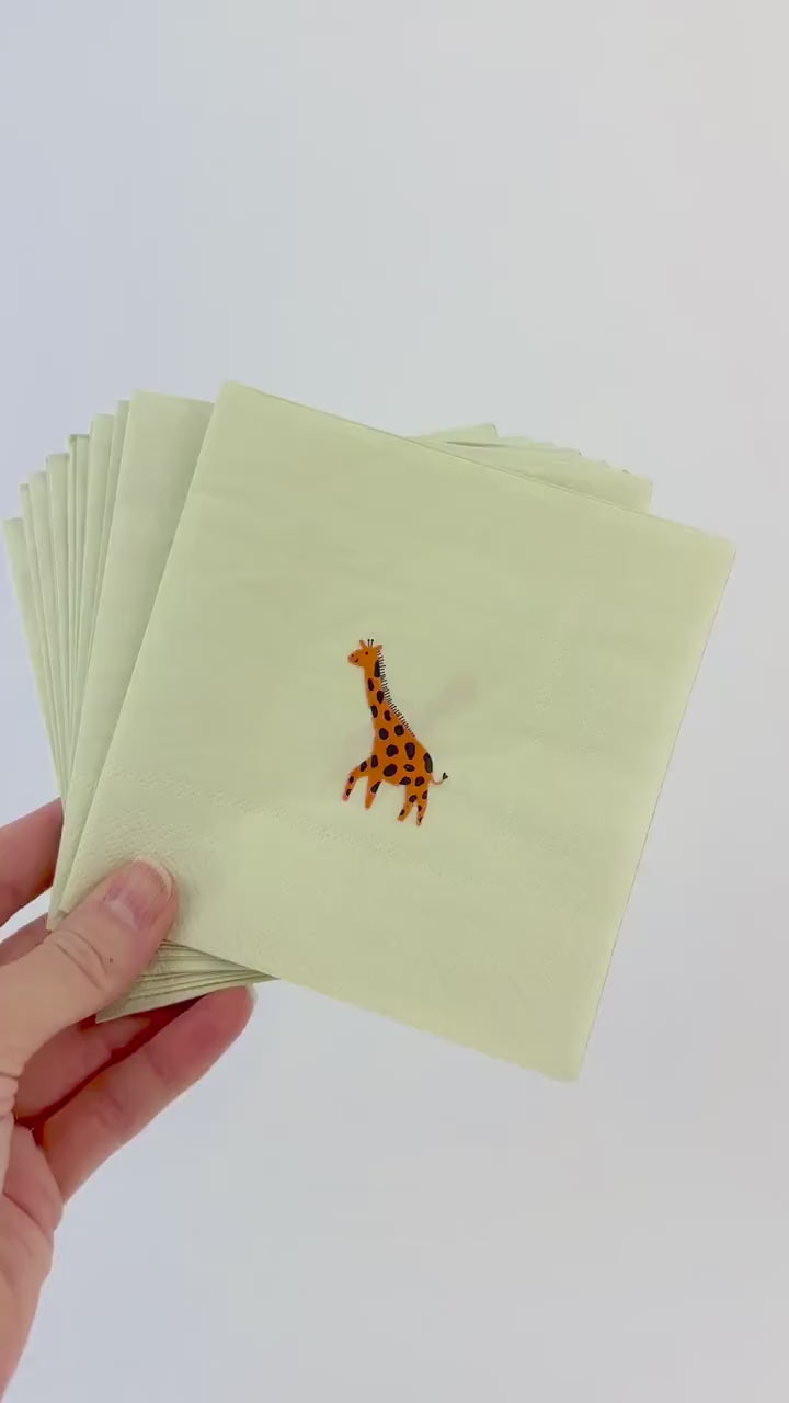 Giraffe Napkins 16ct - Jungle Birthday Napkins, Safari Animal Baby Shower, Zoo Party Decorations, Safari Adventure Birthday Supplies