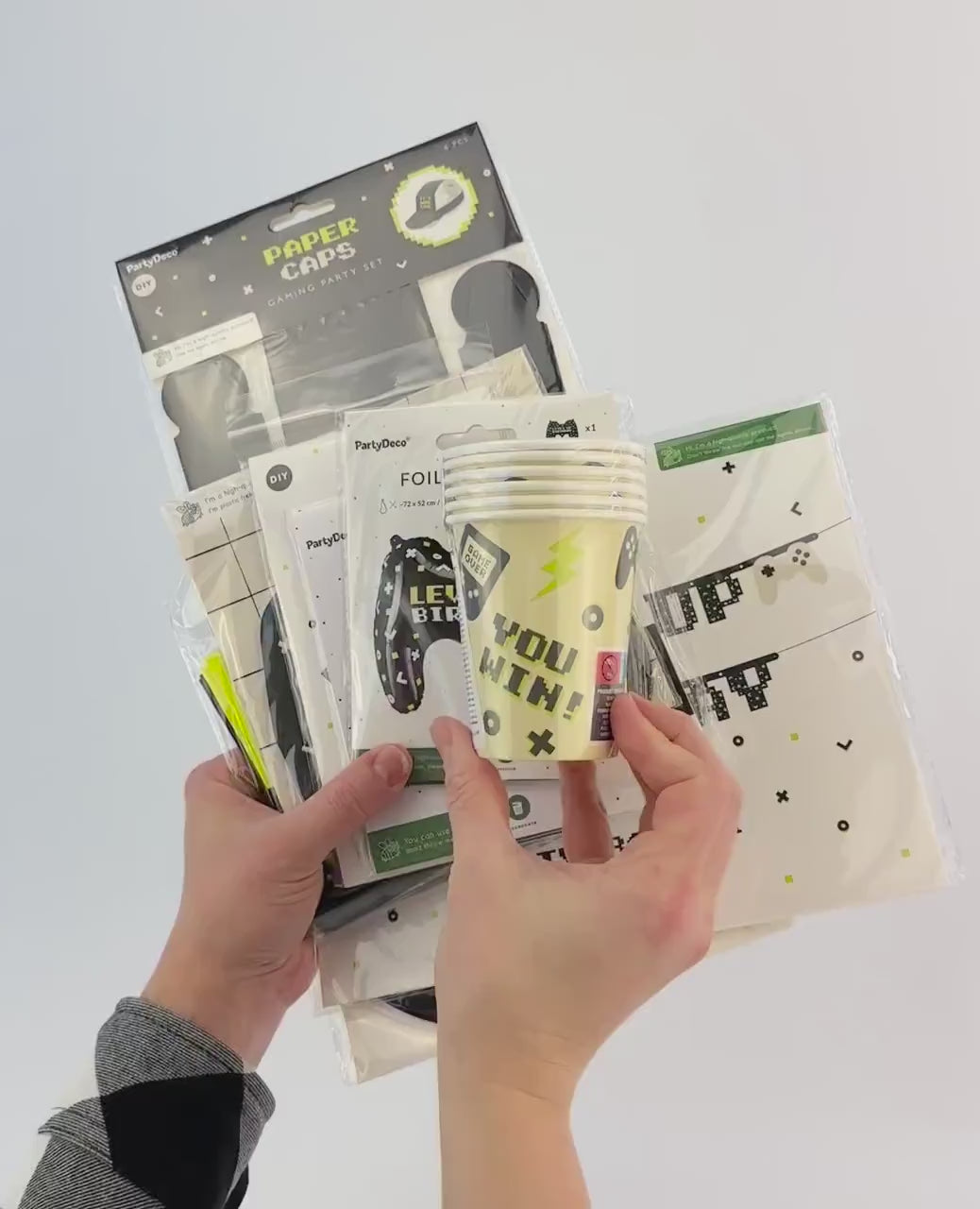 Gamer Party Paper Hats 6ct - Gaming Birthday, Video Game Party Supplies, Level Up Birthday Decorations, Next Level Gamer Birthday Hats