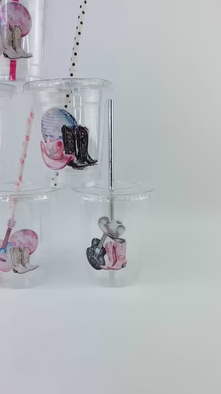 Western Cowgirl Plastic Cups - Disco Cowgirl Party Cups, Western Bachelorette Party, Wild West Birthday Decor, Pink Rodeo Party Supplies