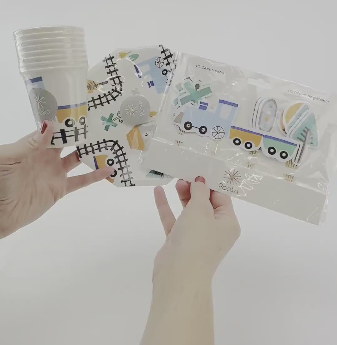 Train Cake Toppers 12ct - Train Birthday Decor, Transportation Party Supplies, Train Baby Shower, Choo Choo I'm Two, Party Cupcake Toppers