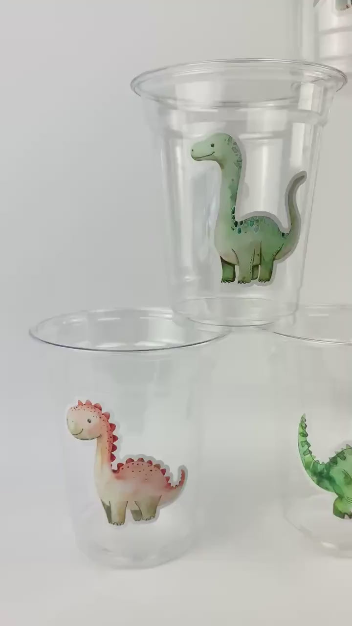 Dinosaur Party Cups 24ct 12oz Plastic Cups Kids Birthday Dino Theme Boy or Girl Birthday Party Supplies Decor Favor Cups Three Rex Two Rex