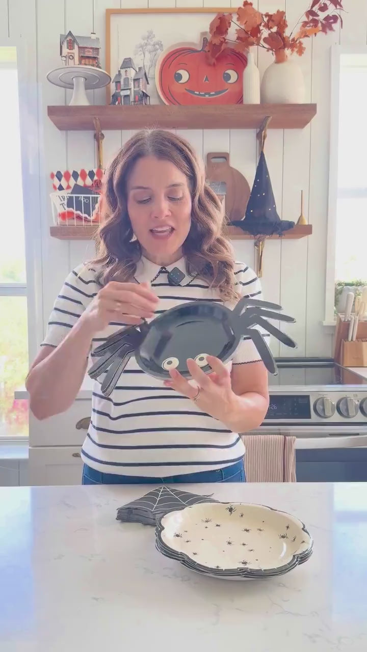 Spider Shaped Halloween Plates 8ct - Paper Party Cake Plates | Spooky Kids Halloween Tableware & Decorations