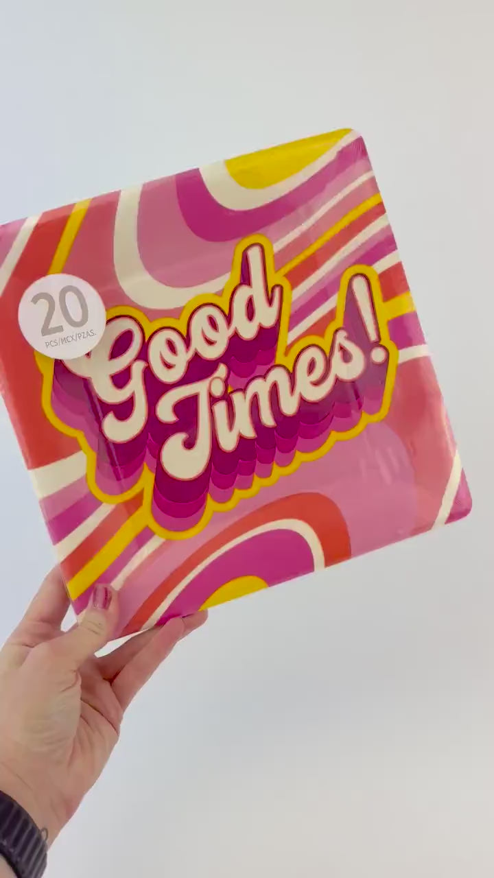 Good Times Party Plates 10.25" – 20ct Large Heavy-Duty Plates - Groovy Birthday, Disco Theme, Retro Party Decor, Hippie Birthday Supplies
