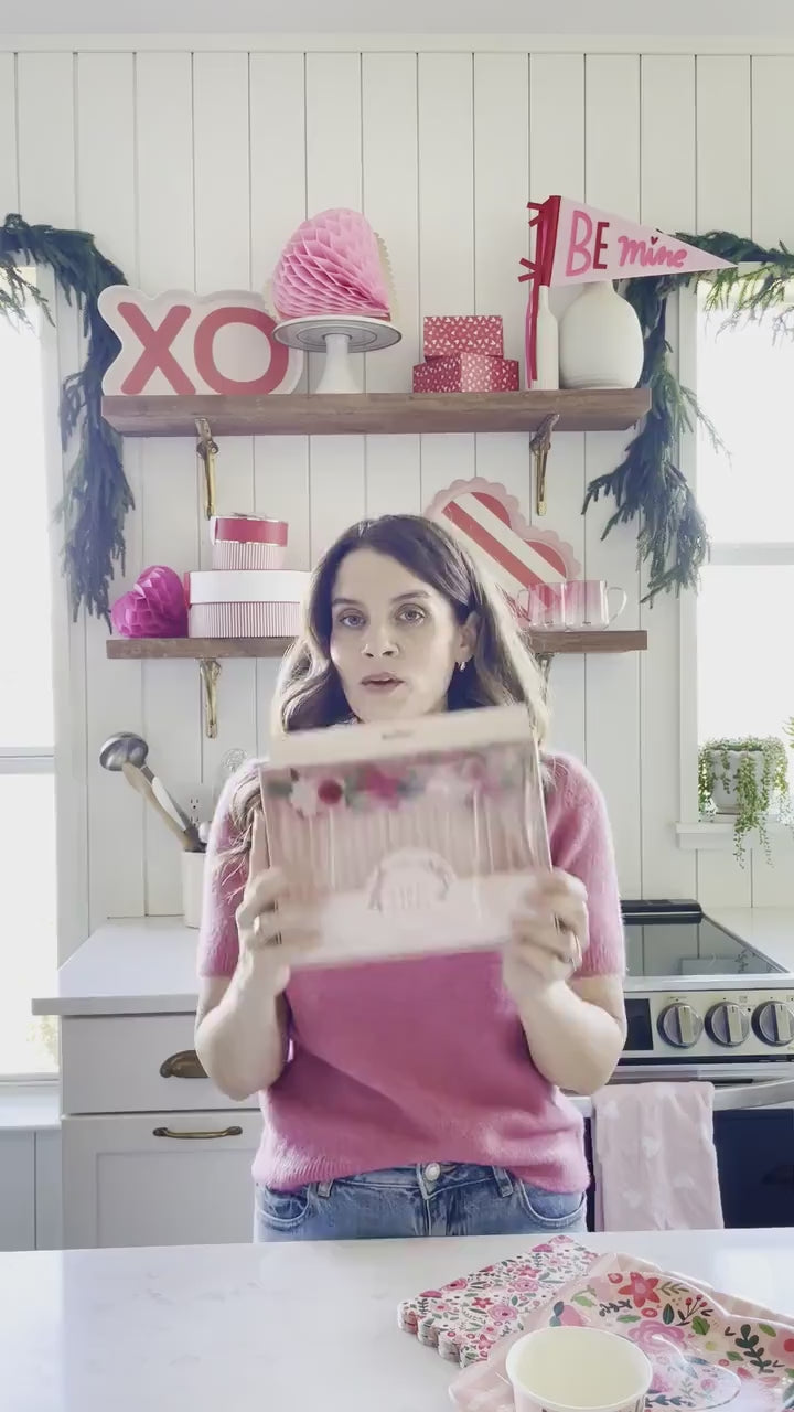 Floral Party Picks 12ct - Floral Garden Party Supplies, Pink & Red Flowers, Bridal Shower Supplies, Floral Cake Toppers, Cupcake Toppers