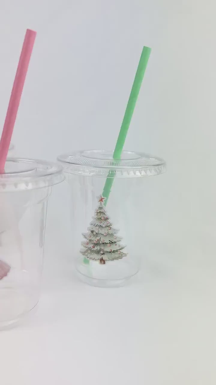 Nutcracker Ballet Plastic Cups with Lids & Straws – 12oz Clear Disposable Cups, 12ct – Pink Nutcracker Party Drinks for Christmas + Birthday