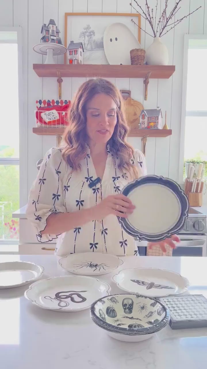 Black and White Cocktail Napkins 24ct | 5" Paper Party Napkins | Harlequin Diamond Napkins for Halloween or Gothic Party | Wedding Napkins