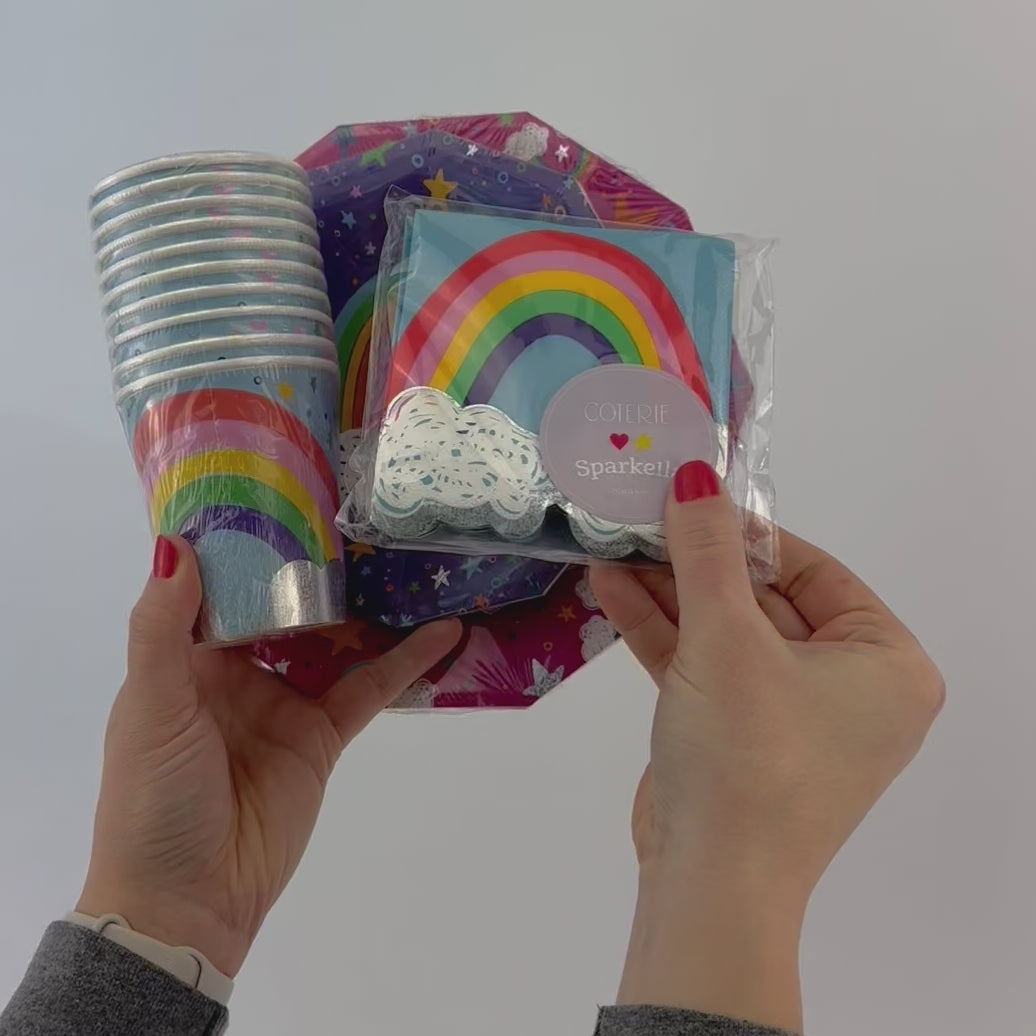 Bright Pink Rainbow Plates