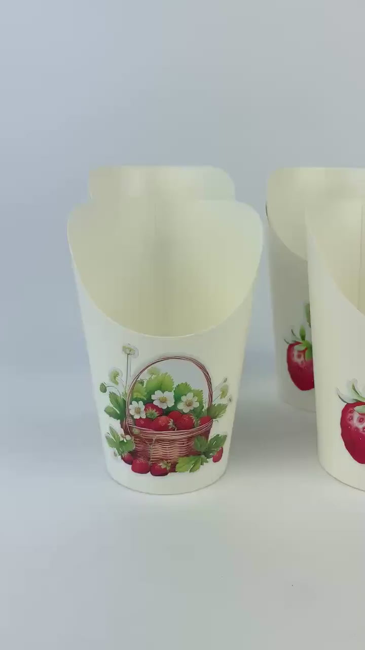 Strawberry Charcuterie Cups 12ct - Fruit Food Cups, Garden Birthday, Summer Picnic Party Supplies, Berry Birthday, Treat Cups, Fry Holders