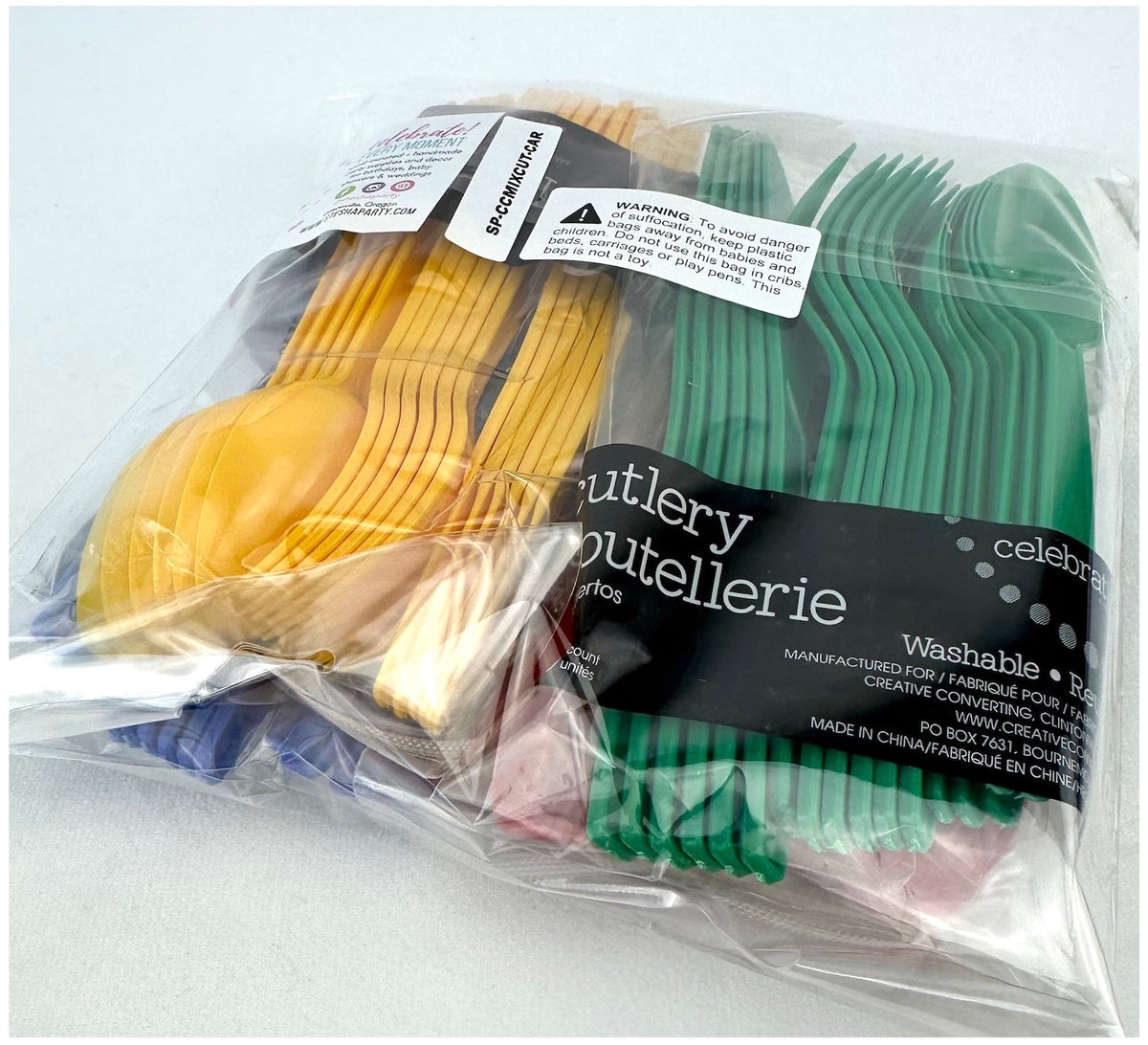 Primary Colors Plastic Cutlery 24 Guests - Stesha Party