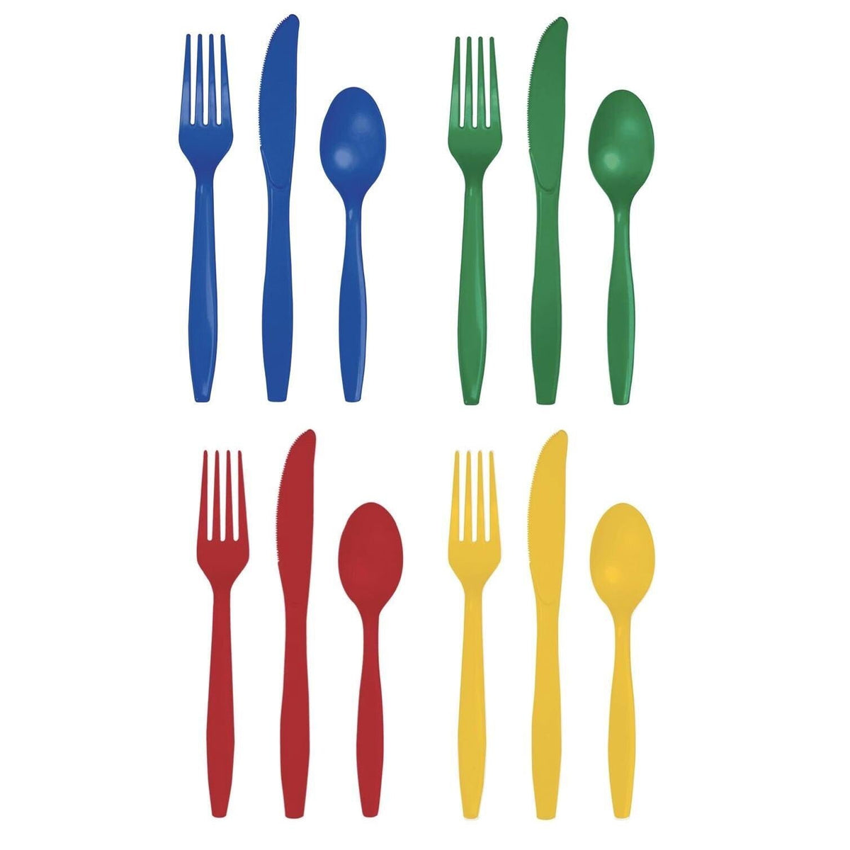 Primary Colors Plastic Cutlery 24 Guests - Stesha Party