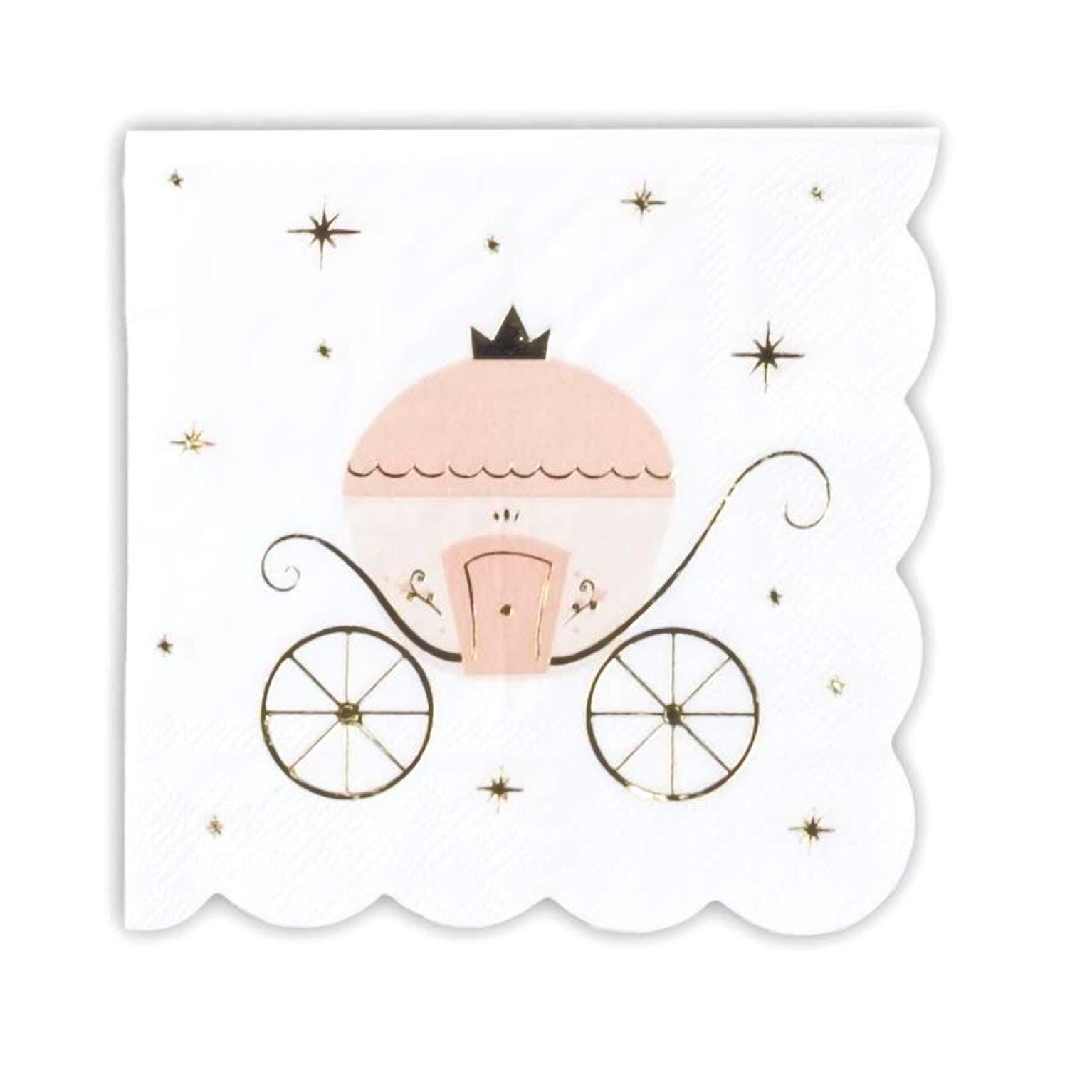 Princess Carriage Beverage Napkins 16ct - Stesha Party