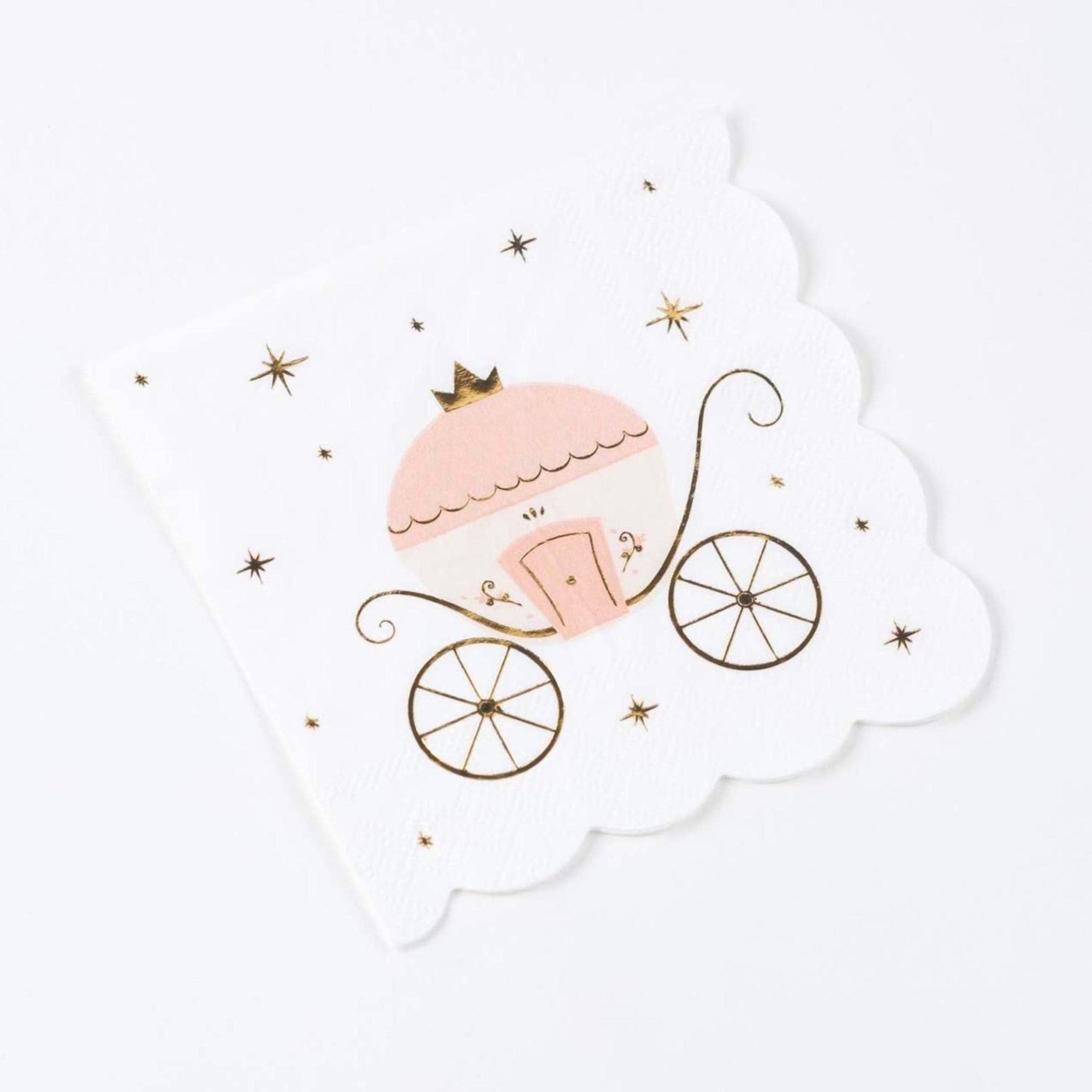 Princess Carriage Beverage Napkins 16ct - Stesha Party