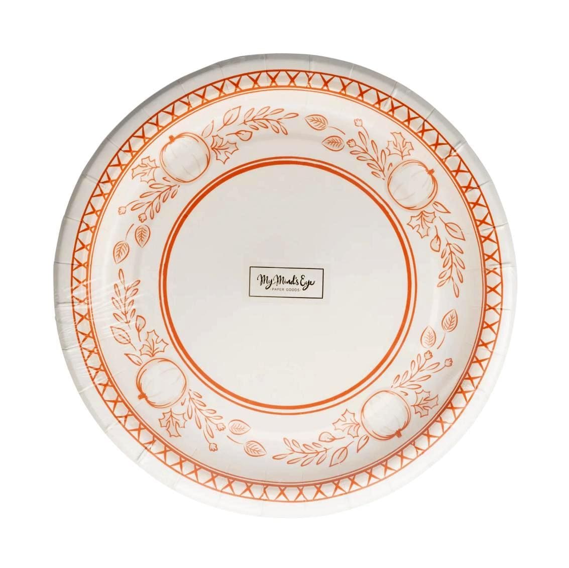 Pumpkin Paper Plates 8” Round - Stesha Party