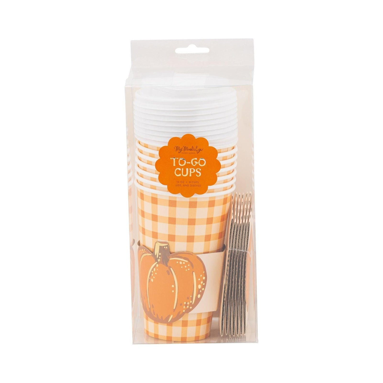Pumpkin Plaid Paper To - Go Cups 8ct - Stesha Party