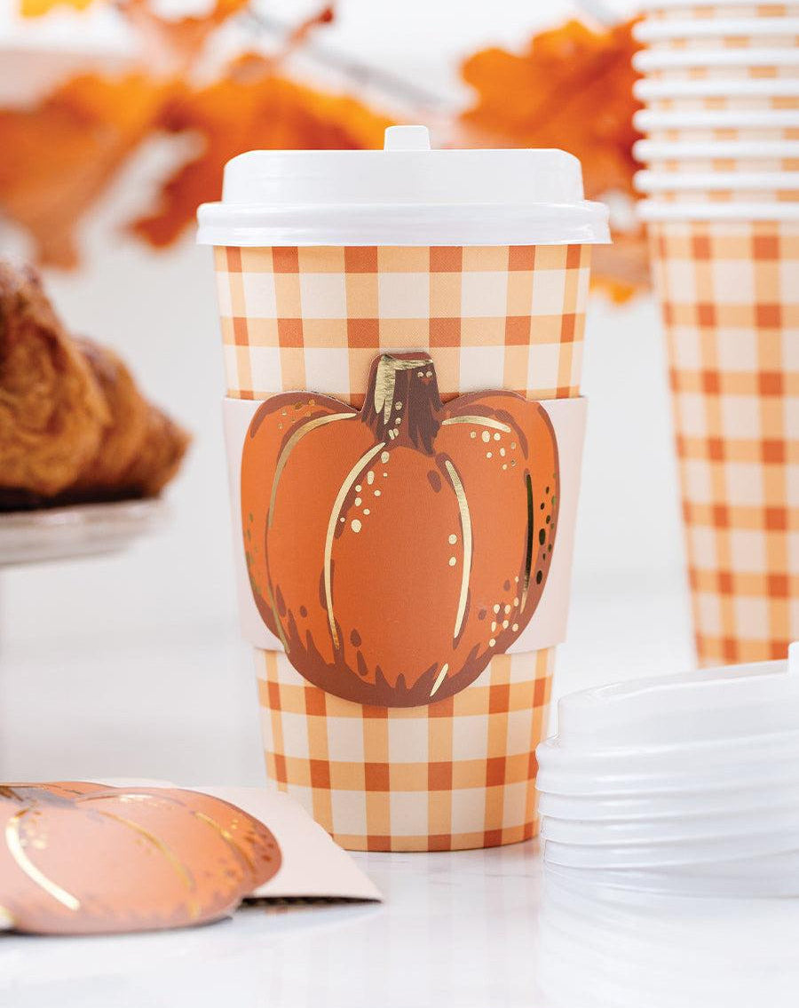 Pumpkin Plaid Paper To - Go Cups 8ct - Stesha Party