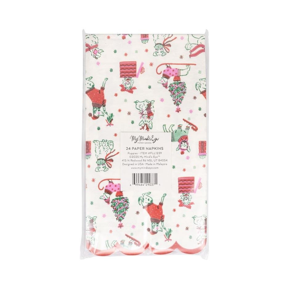 Puppy Christmas Napkins 24ct - Stesha Party
