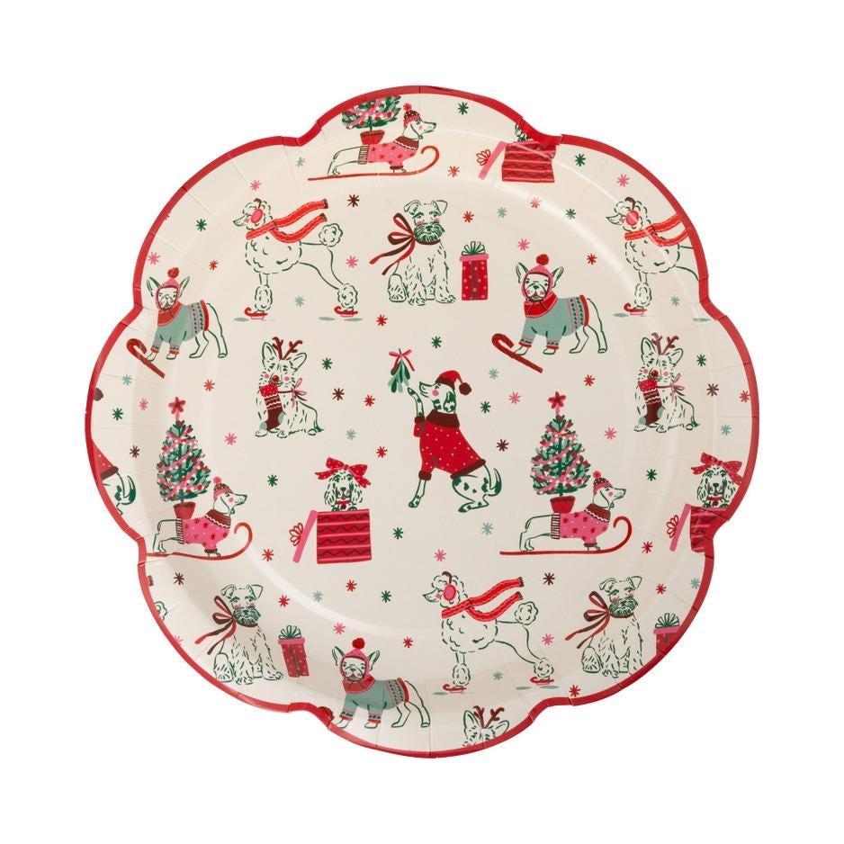 Puppy Christmas Plates 8ct - Stesha Party