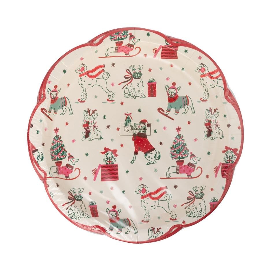 Puppy Christmas Plates 8ct - Stesha Party
