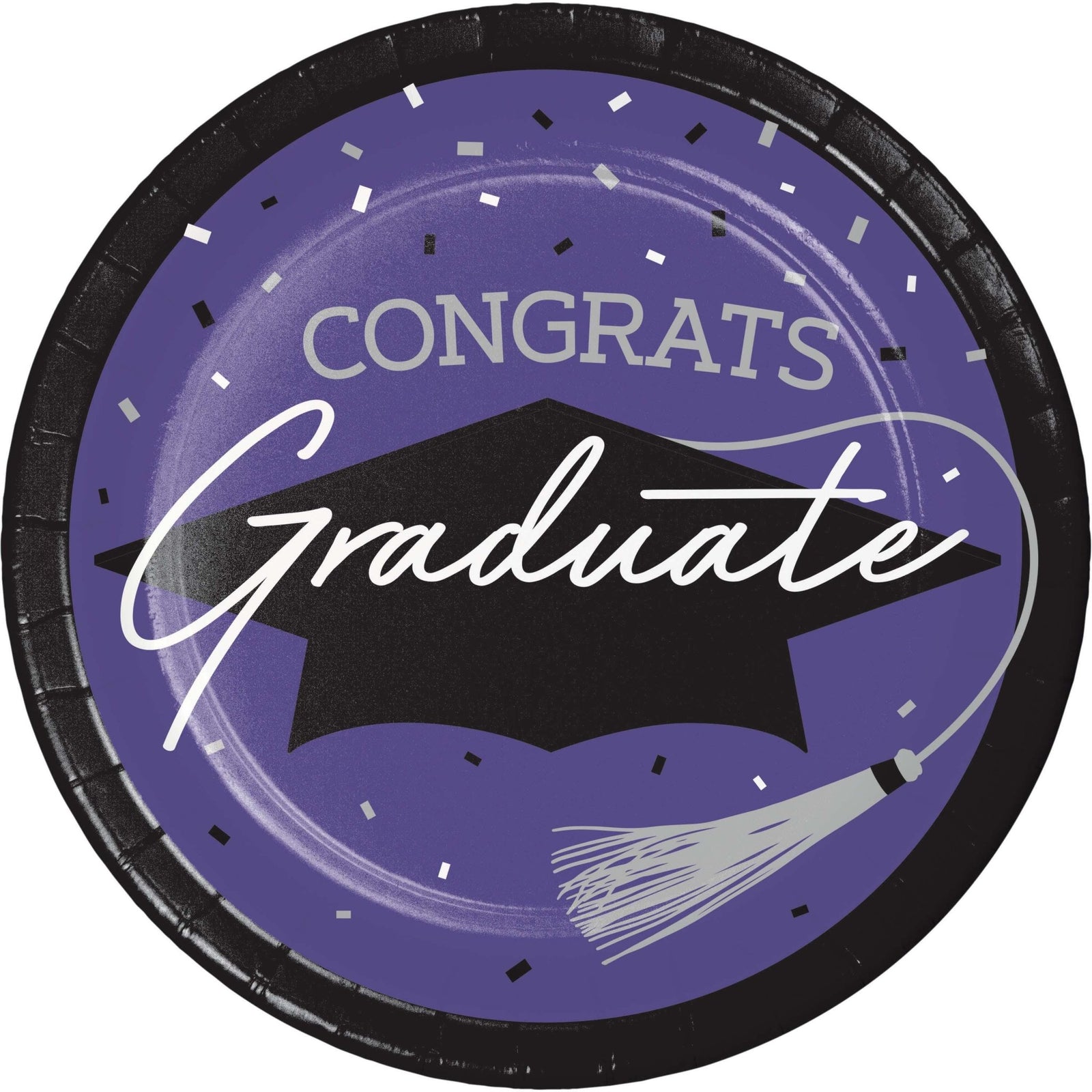 Purple Graduation Dessert Plates 18ct - Stesha Party