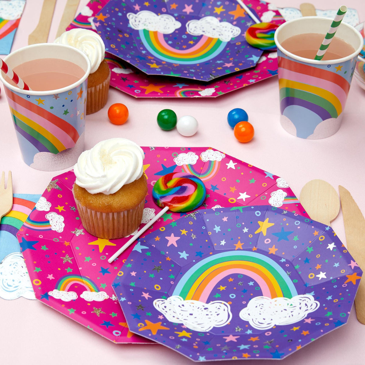 Purple Rainbow Cake Plates 10ct - Stesha Party