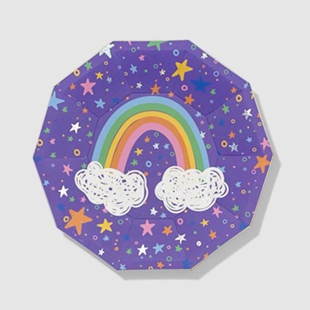 Purple Rainbow Cake Plates 10ct - Stesha Party