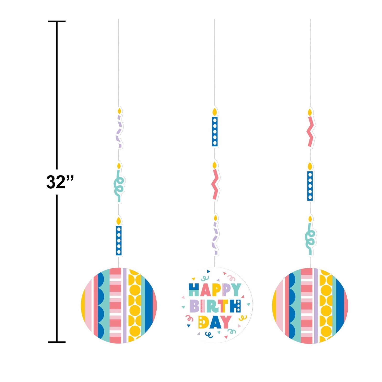 Rainbow Birthday Hanging Decorations - Stesha Party