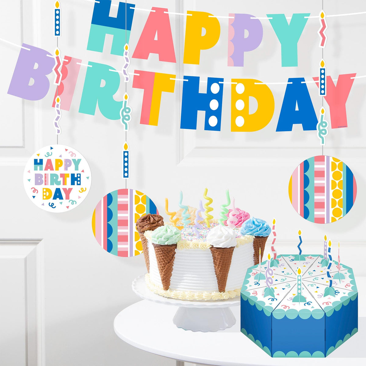 Rainbow Birthday Hanging Decorations - Stesha Party