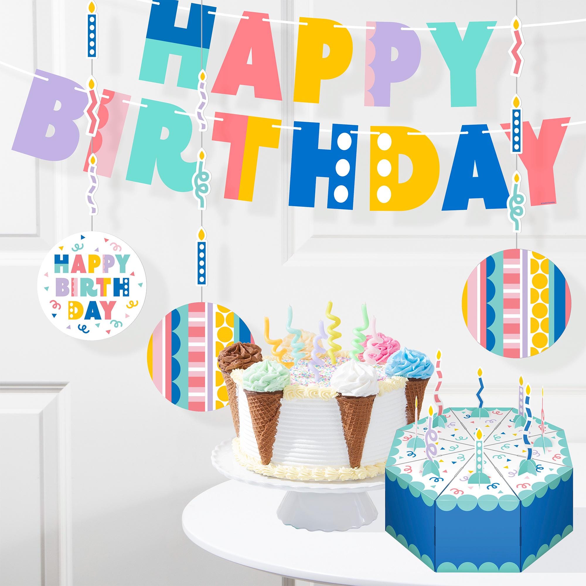 Rainbow Birthday Hanging Decorations - Stesha Party