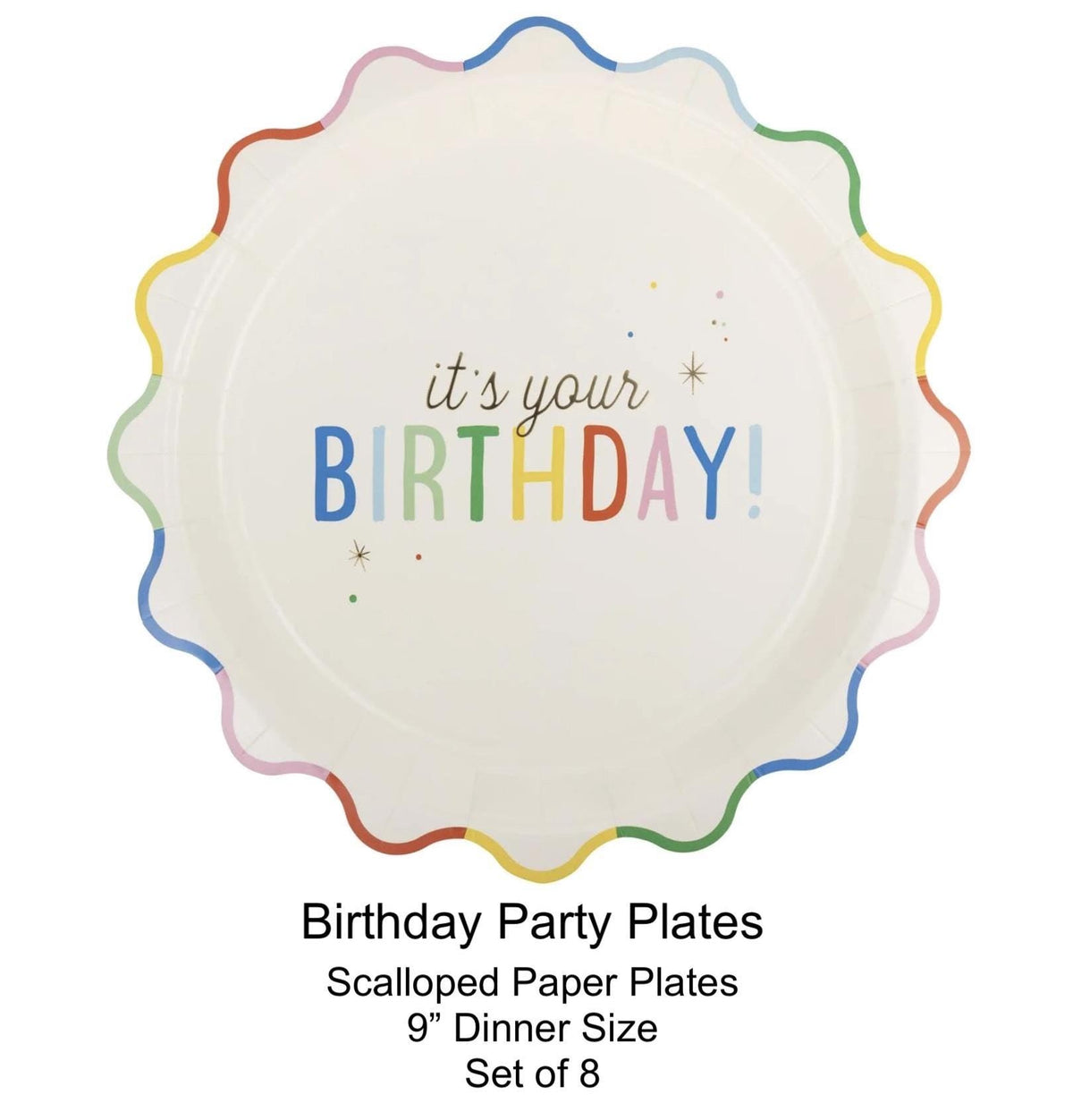 Rainbow Birthday Plates 8ct - Stesha Party