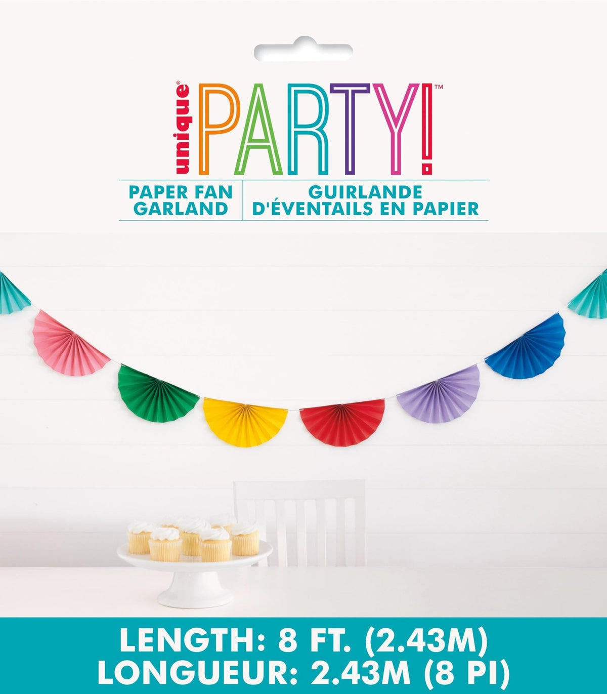 Rainbow Paper Fan Garland 8ft - Stesha Party