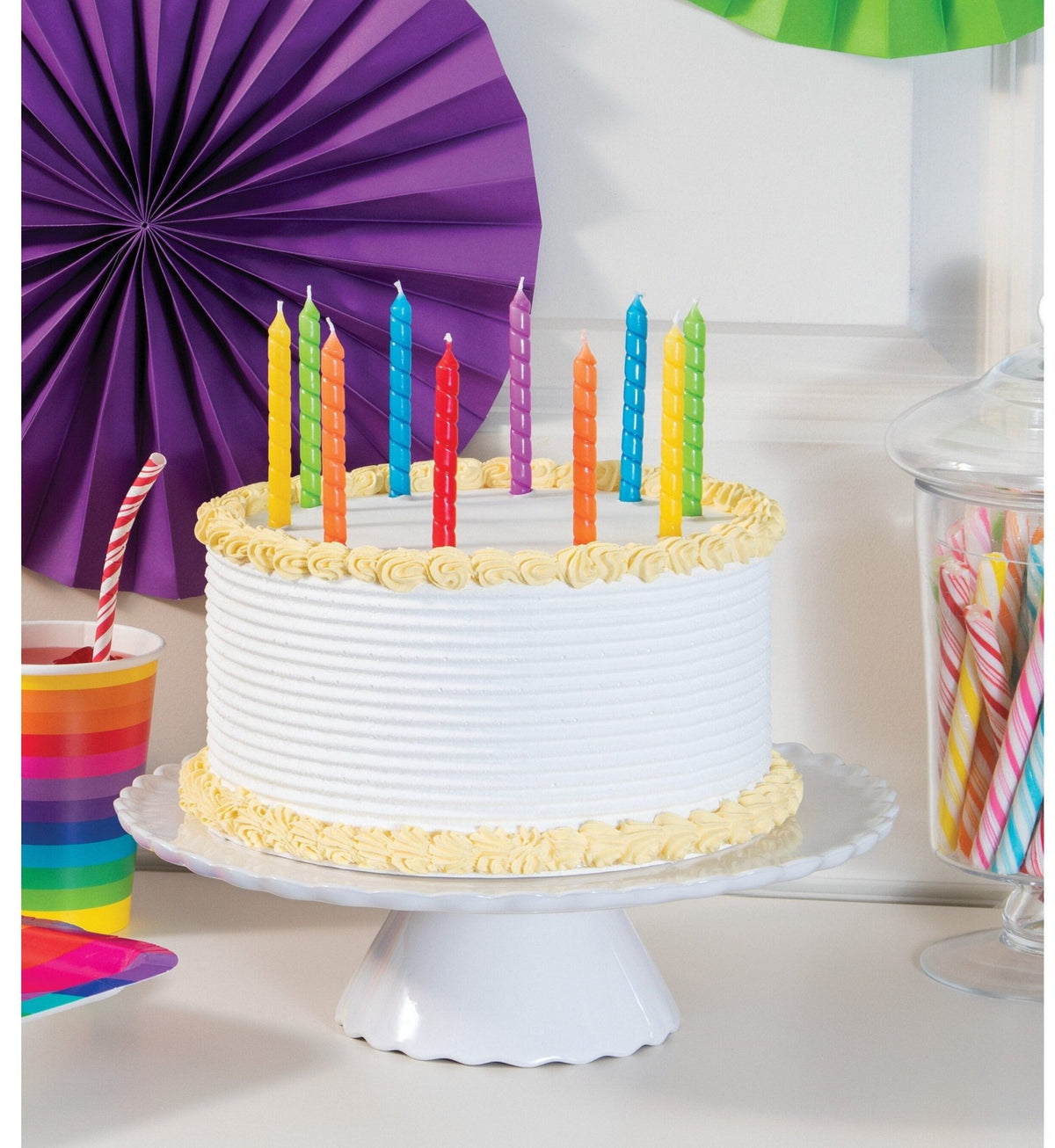 Rainbow Party Candles 12ct - Stesha Party