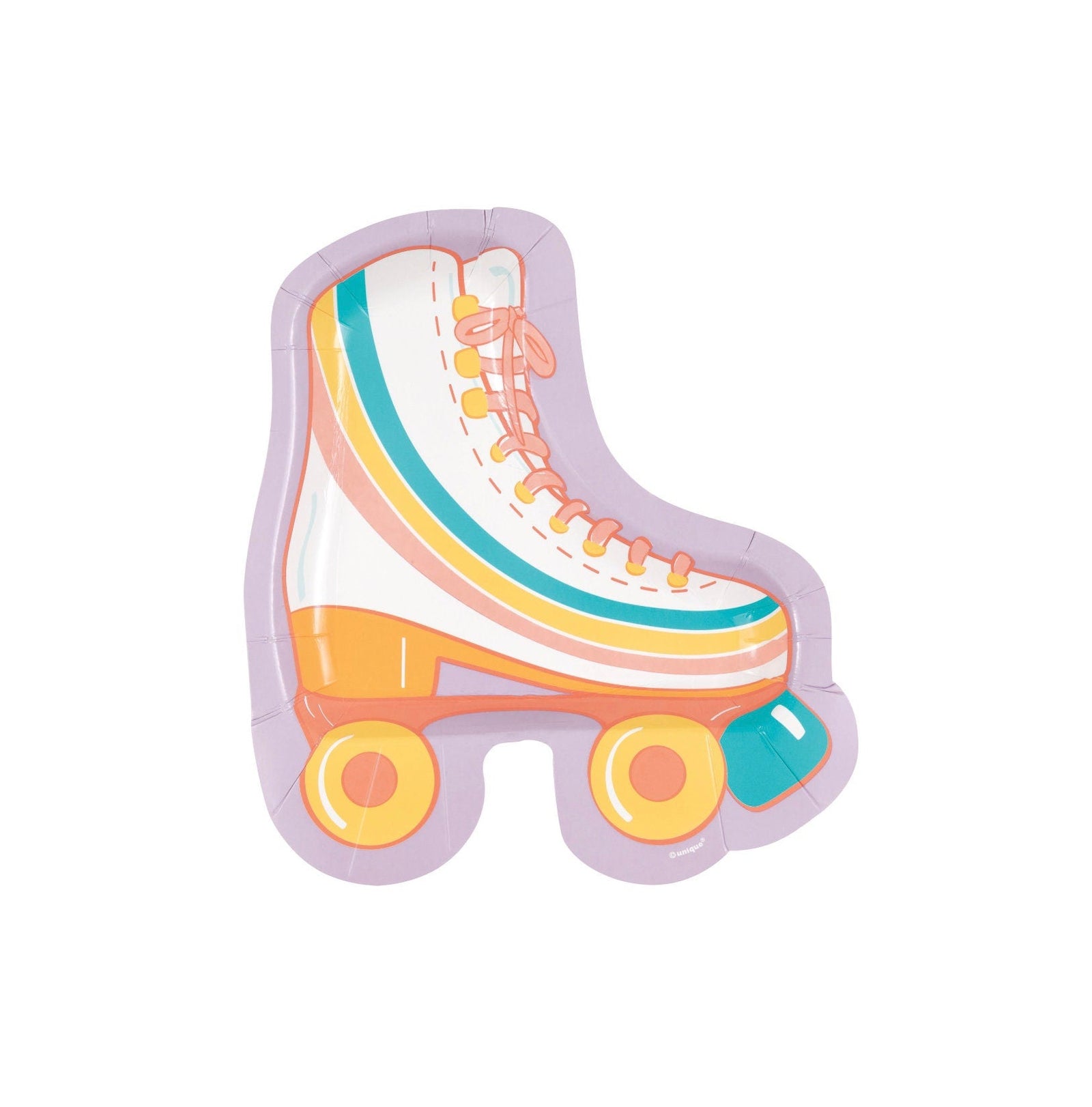 Rainbow Roller Skate Party Plates 8ct - Stesha Party