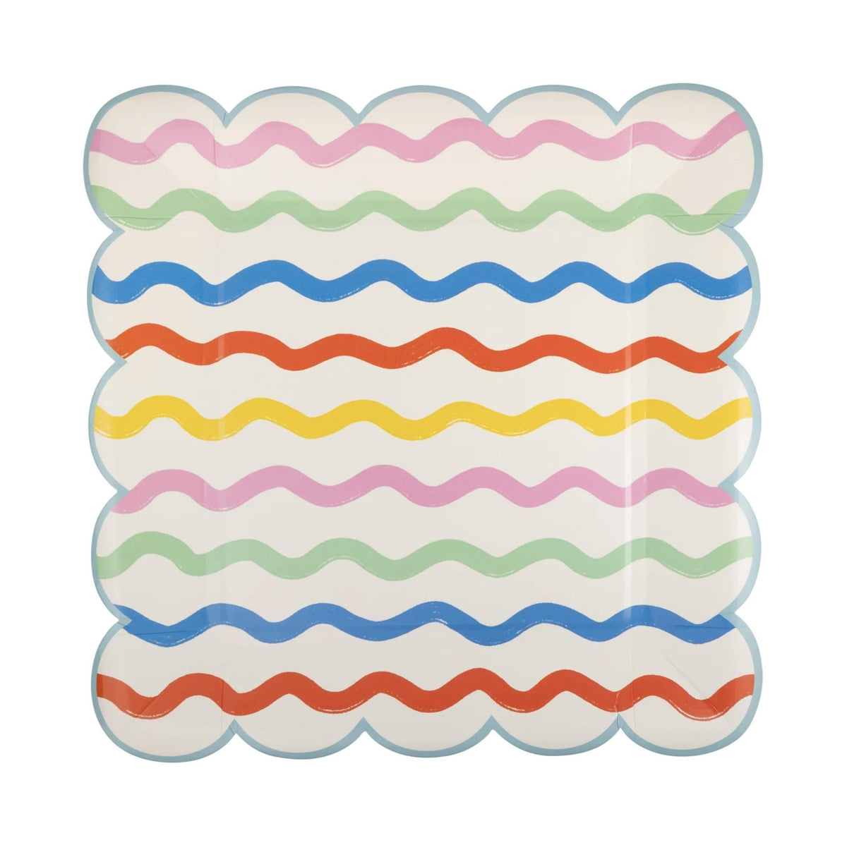 Rainbow Wavy Stripe Paper Plates 8ct - Stesha Party