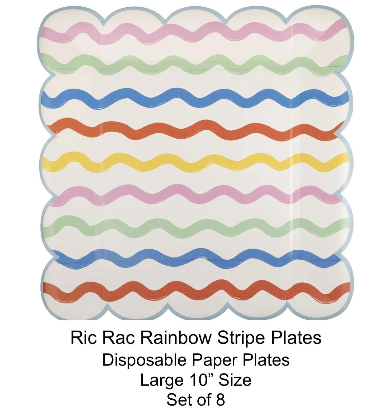 Rainbow Wavy Stripe Paper Plates 8ct - Stesha Party