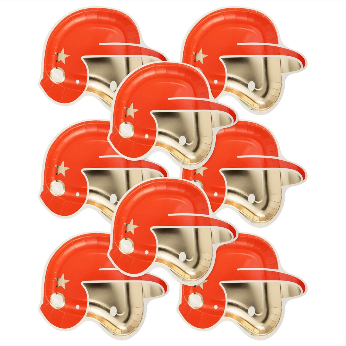 Red Baseball Helmet Plates 8ct - Stesha Party