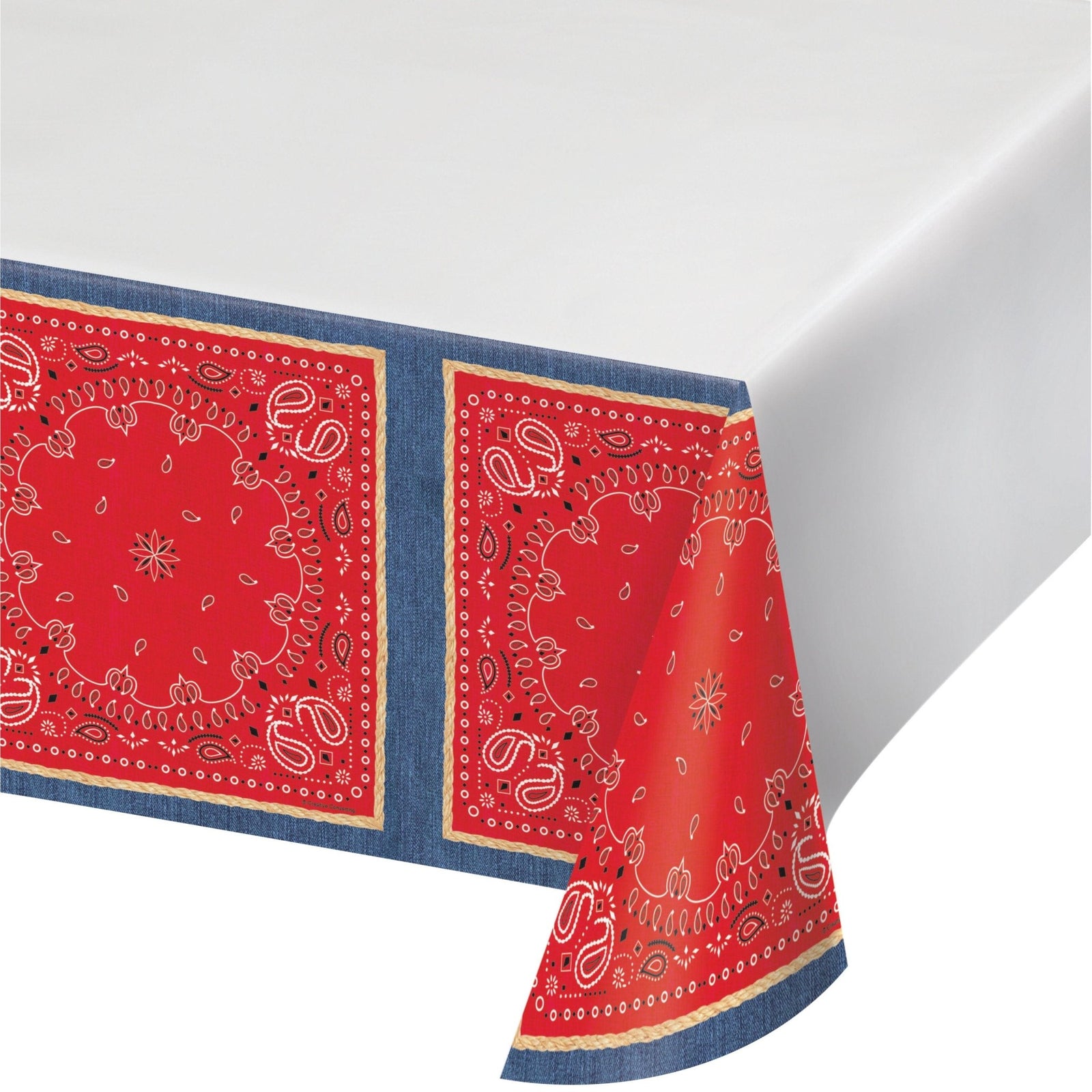 Red & Blue Bandana Tablecloth 54" x 108" - Stesha Party