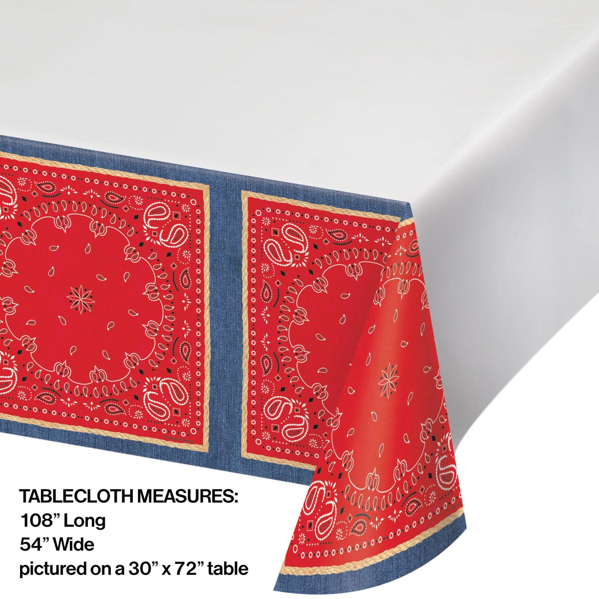 Red & Blue Bandana Tablecloth 54" x 108" - Stesha Party