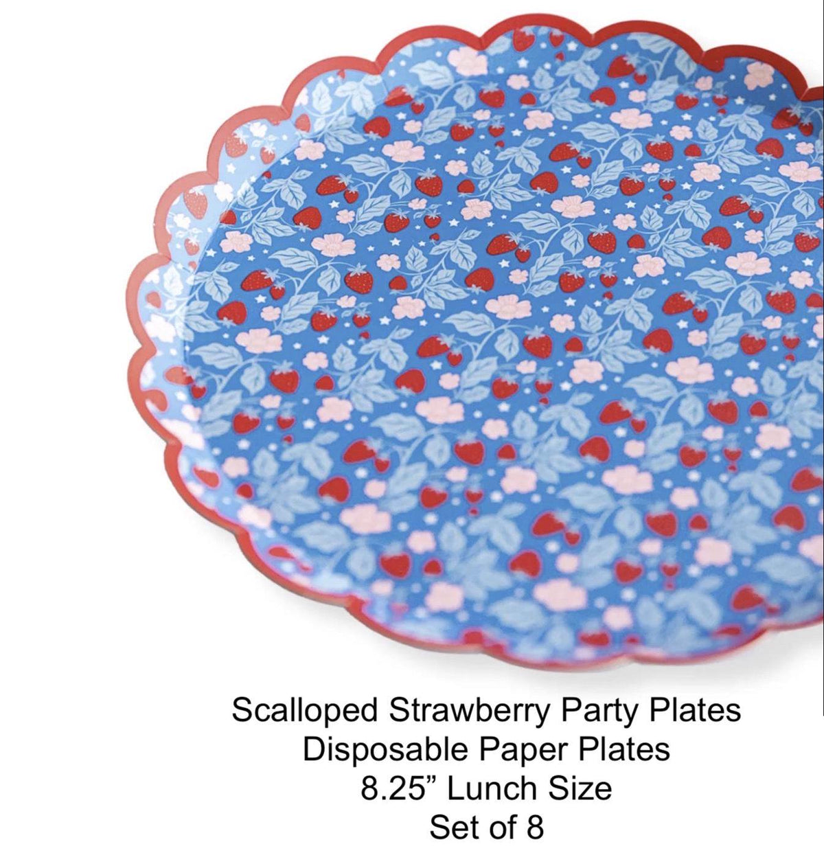 Red, Blue & Pink Strawberry Paper Lunch Plates 20ct - Stesha Party