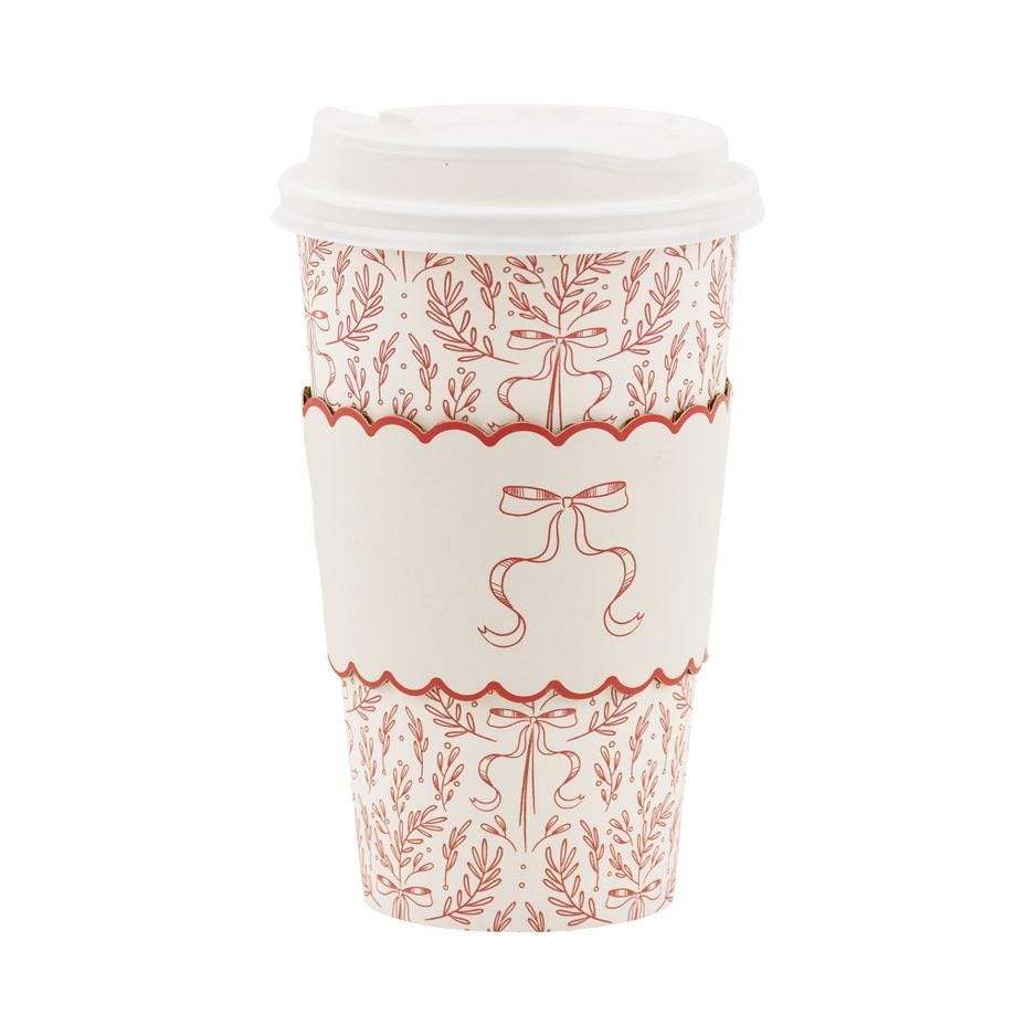 Red Bow Christmas To Go Cups 16oz - Stesha Party
